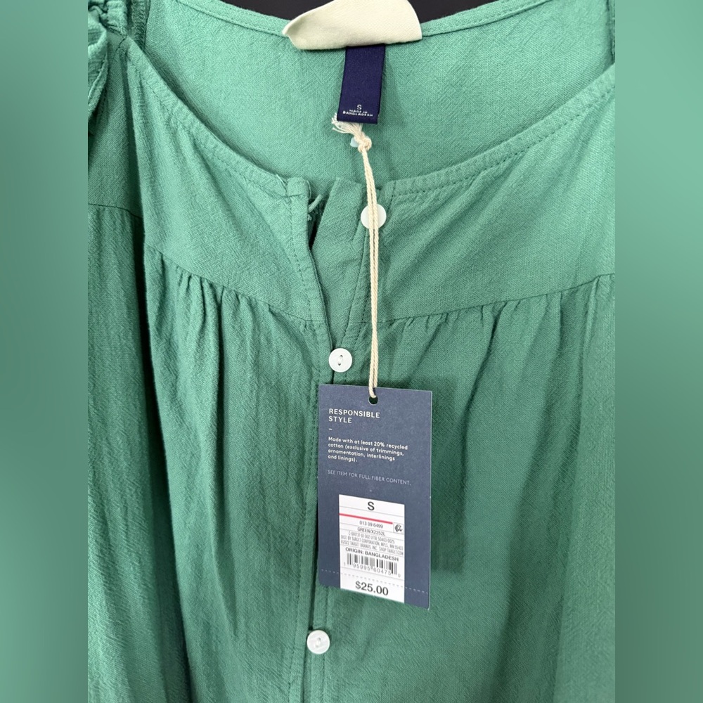 Universal Thread Green Ruffle Sleeve Button Down Short Sundress - Picture 3 of 4